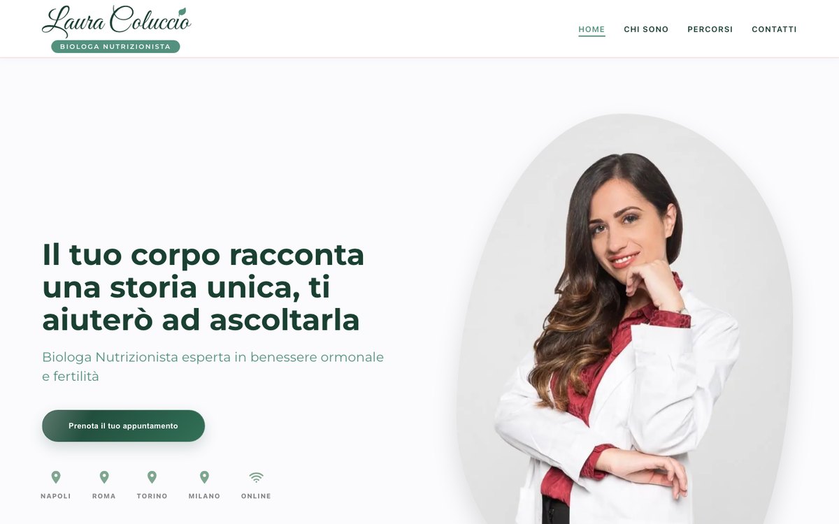 Home del sito della biologa nutrizionista Laura Coluccio